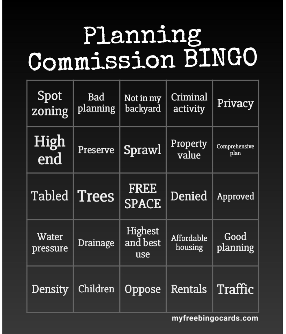 urban planning bingo